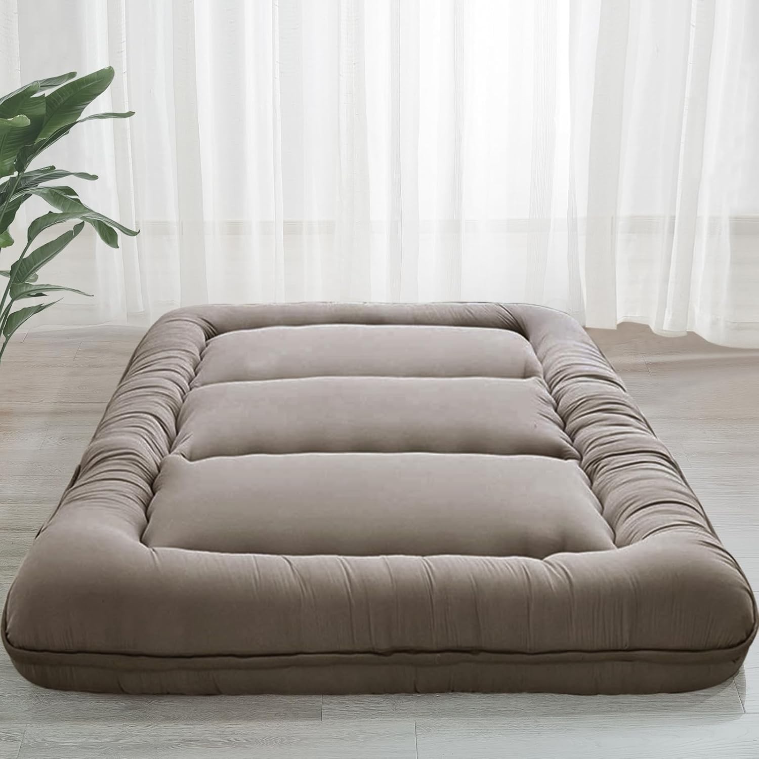 6-Inch Extra Thick Japanese Floor Mattress – Queen, Dark Grey, Foldable Design