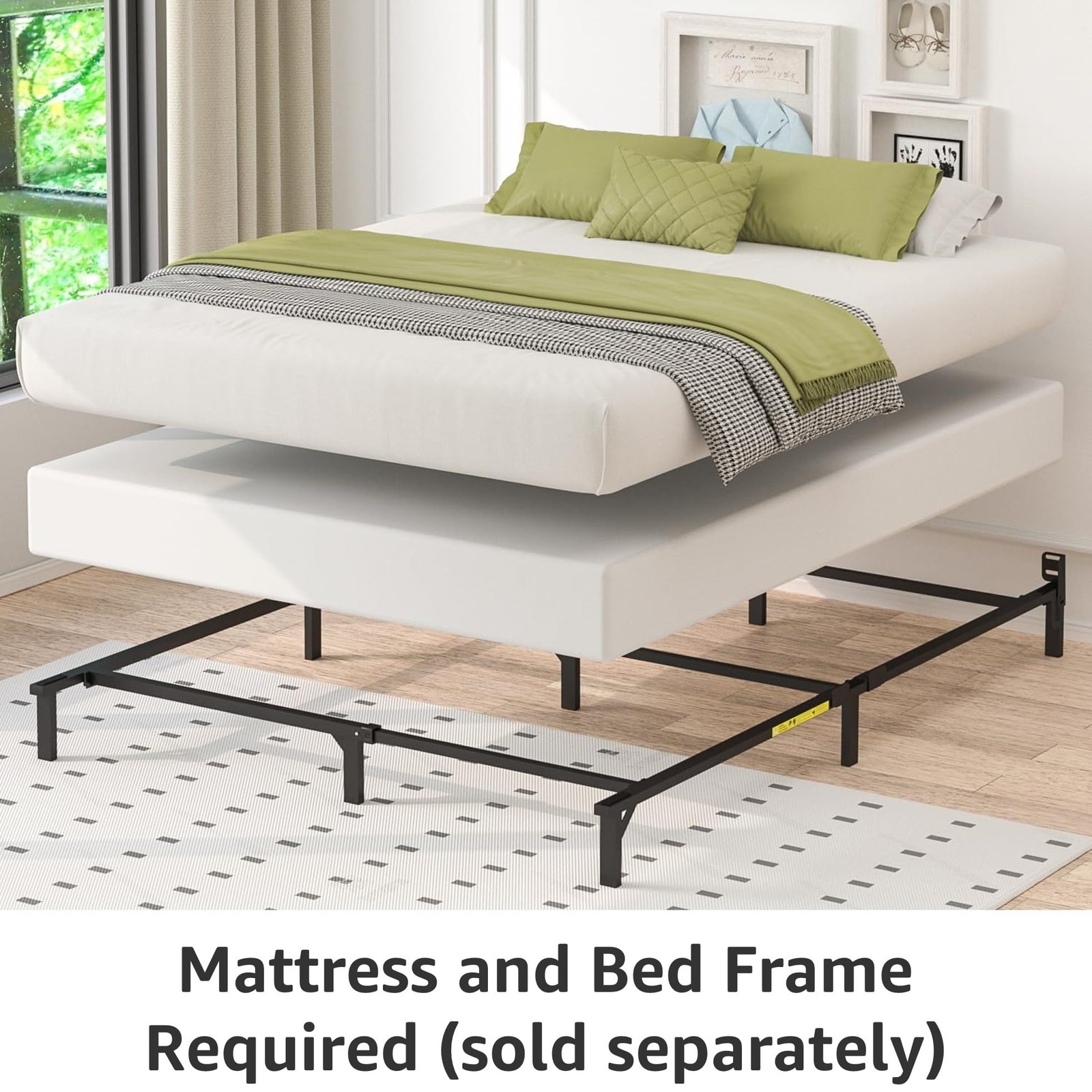 Amazon Basics Smart Box Spring Bed Base, 9-Inch Full(74″L x 53″W), White