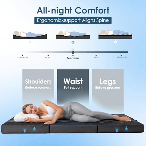 Foldable Mattress – Memory Foam 6 inch Trifold Mattress for Queen 6 Inch