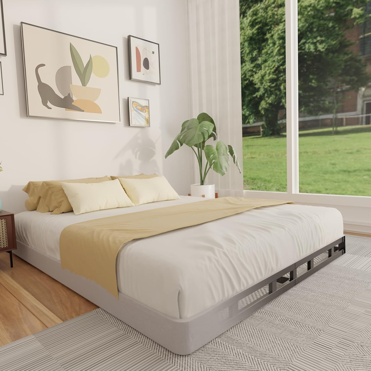 King Box Spring 4 Inch Low Profile Mattress Foundation Metal Bed Base