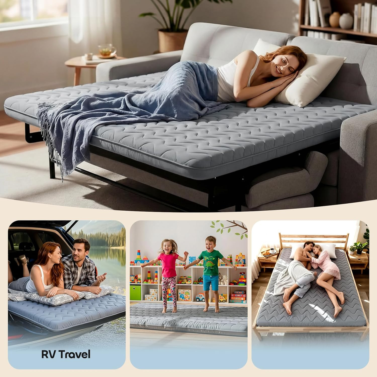 Extra Firm 3.5″ Japanese Floor Mattress – Portable Futon for Guests & Camping