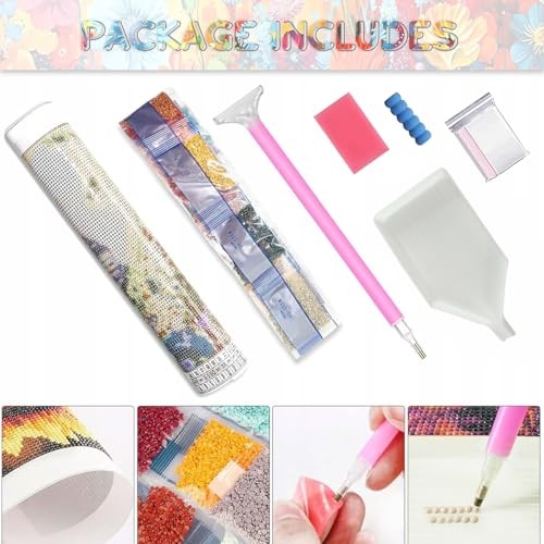 Ohhvvow Kit de arte de diamantes de flores multicolor 27.5×15.7 Inch Flor