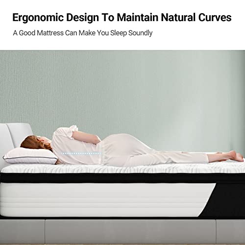 AVENCO 10 INCH FULL MATTRESS, HYBRID MATTRESS, MEDIUM FIRM MATTRESS – BLACK