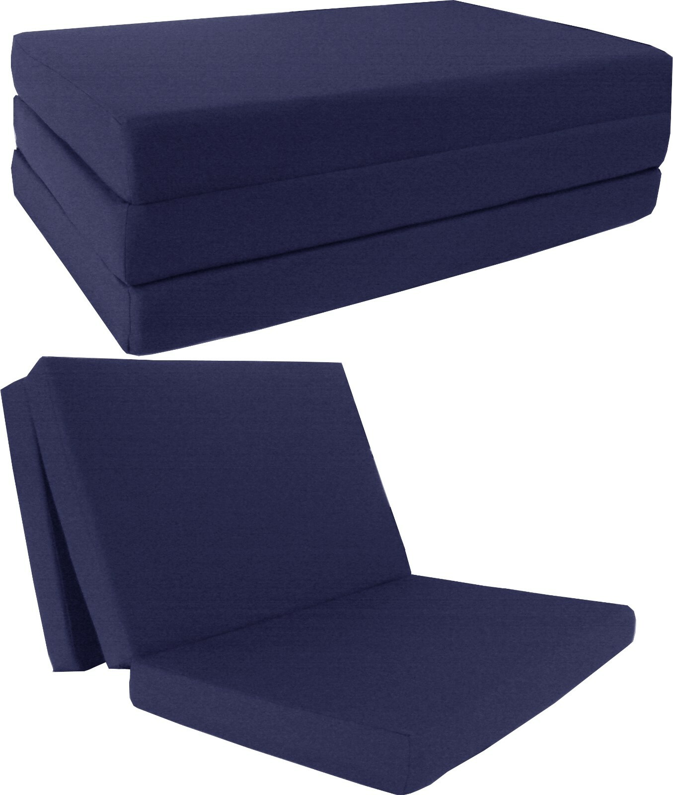 Full Trifold Foam Beds, Foldable Mattresses, Cushions, Seats 4x54x75, Navy Blue
