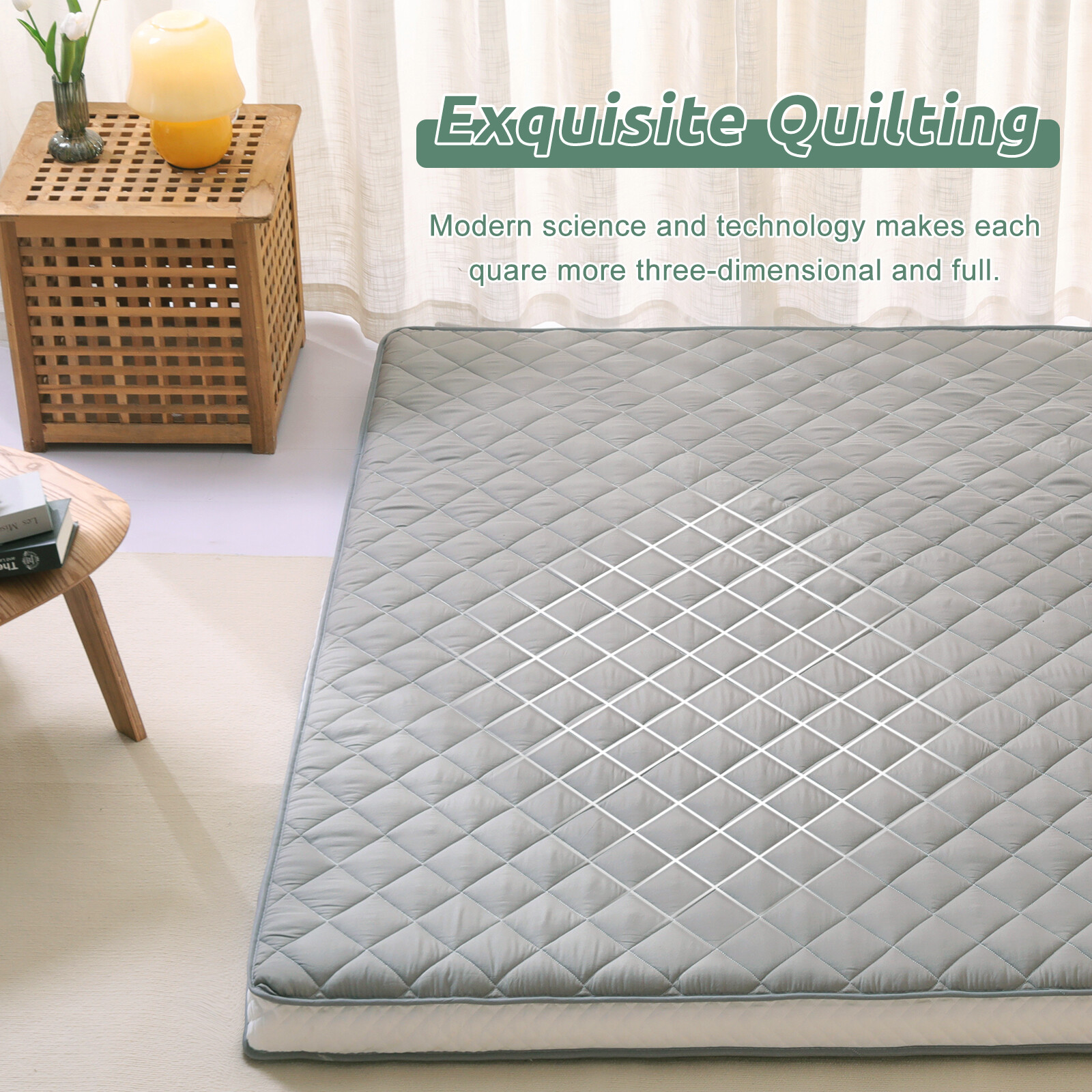 NAIZEA Japanese Floor Mattress Potable Floor Sleeping Pad 80x60x4in Queen Size