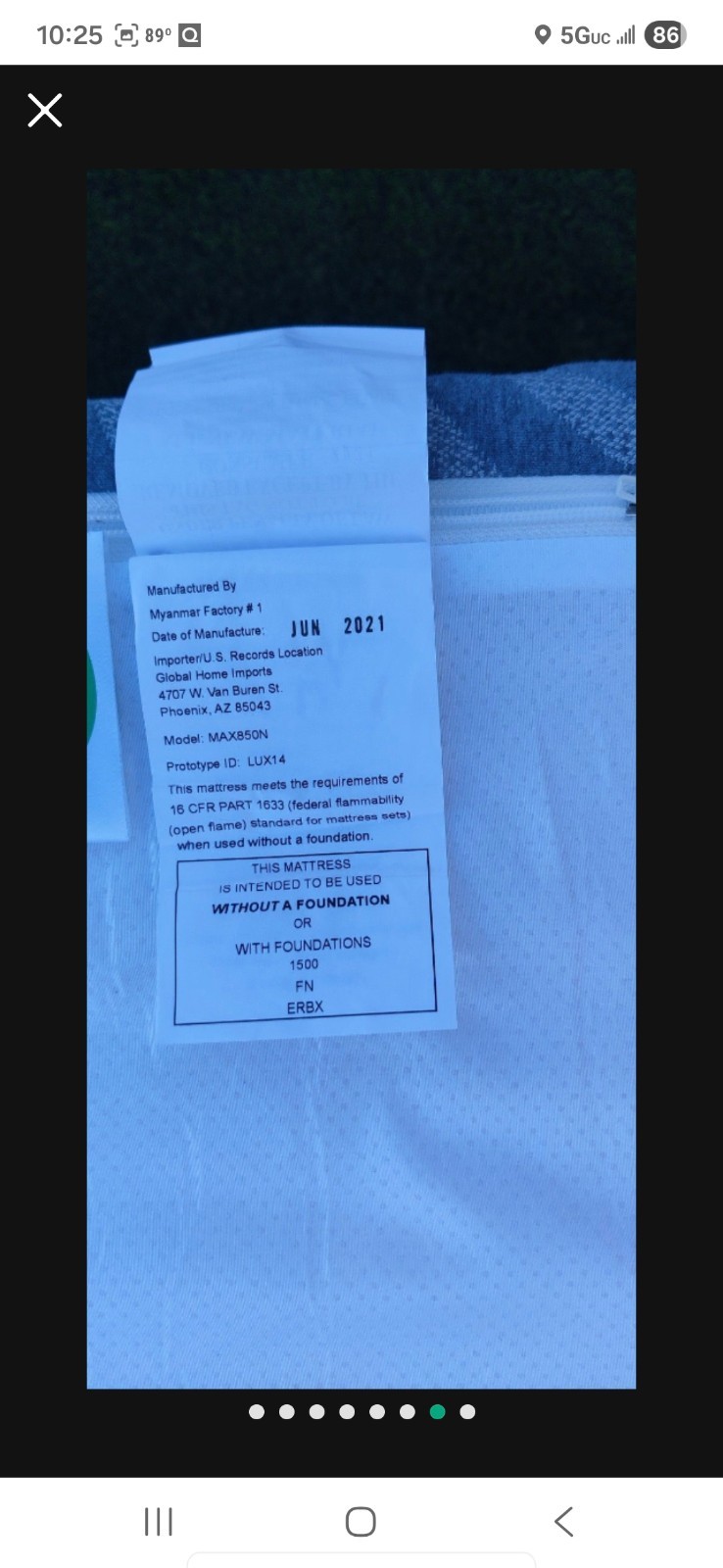 queen size mattress and box spring set, blue, used for 6 months, certipur