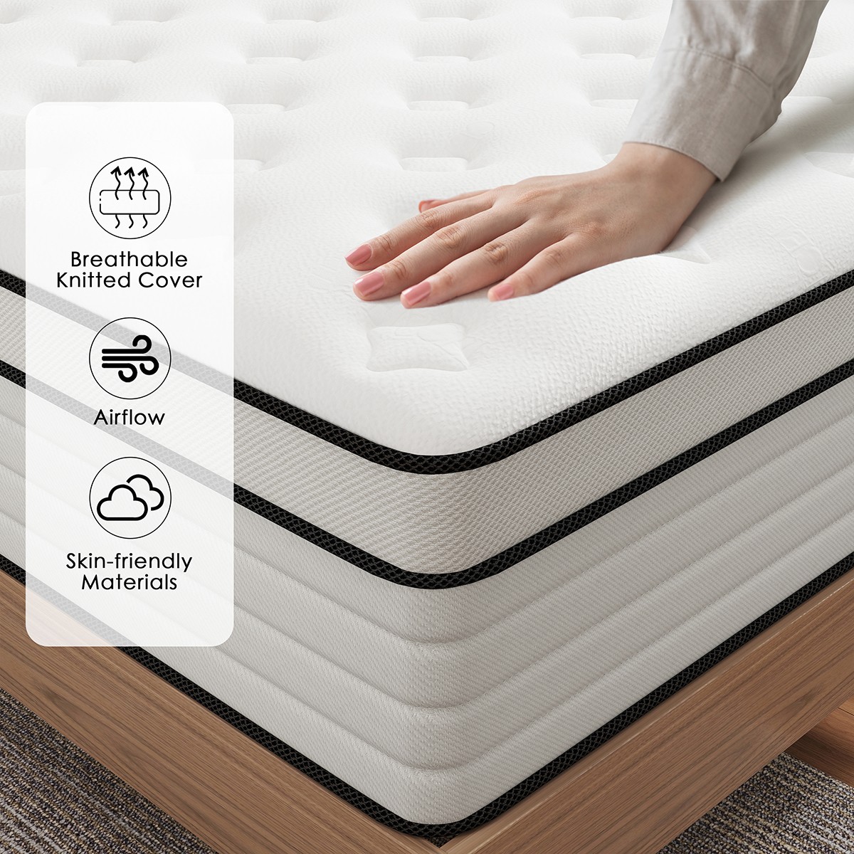 12/14 Inch Gel Memory Foam Pocket Spring Mattress Twin Full Queen King In A Box