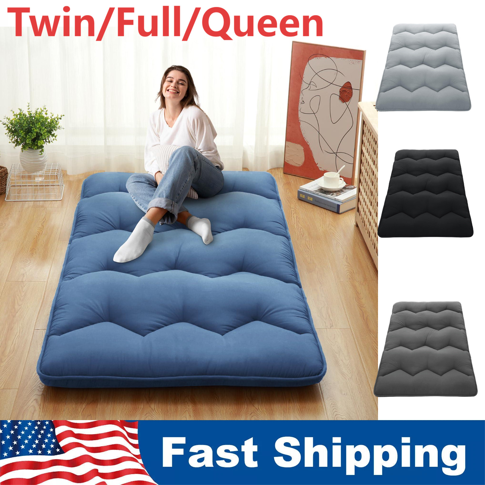 Floor Mattress Japanese Futon Mattress Sleeping Tatami Mat Twin/Full/Queen Size