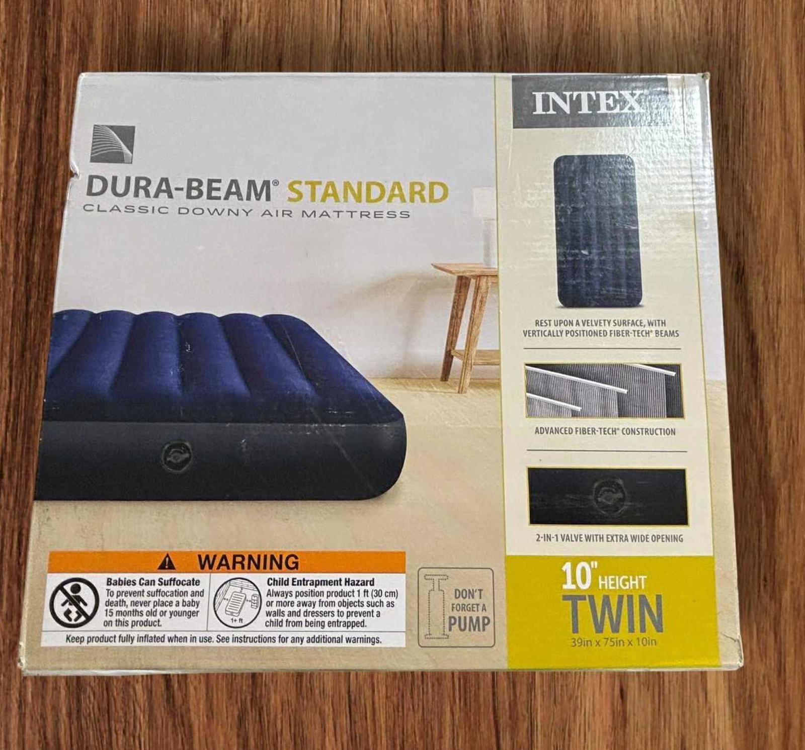 Air Mattress: Fiber-Tech – Twin Size -10in Intex 64757E Dura-Beam
