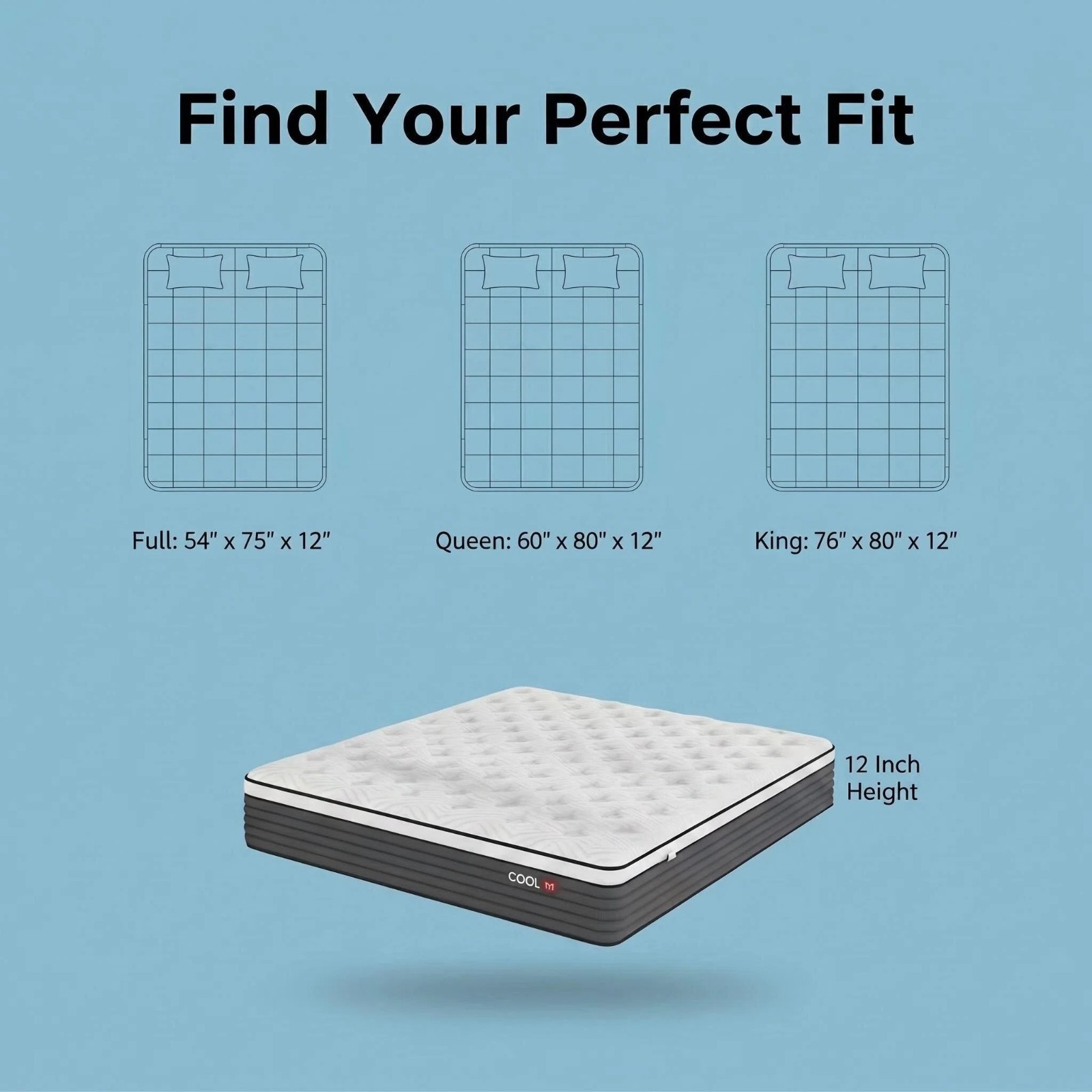 Queen Mattress 12 Inch Hybrid Memory Foam Pocket Spring Medium Firm in Box