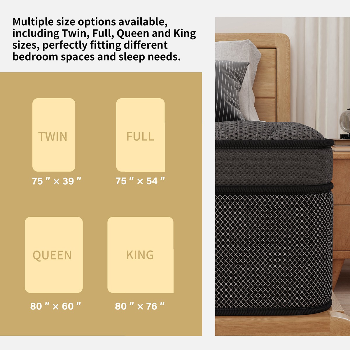 12″14″ Hybrid Mattress Gel Memory Foam Spring Twin Full Queen King Size In A Box