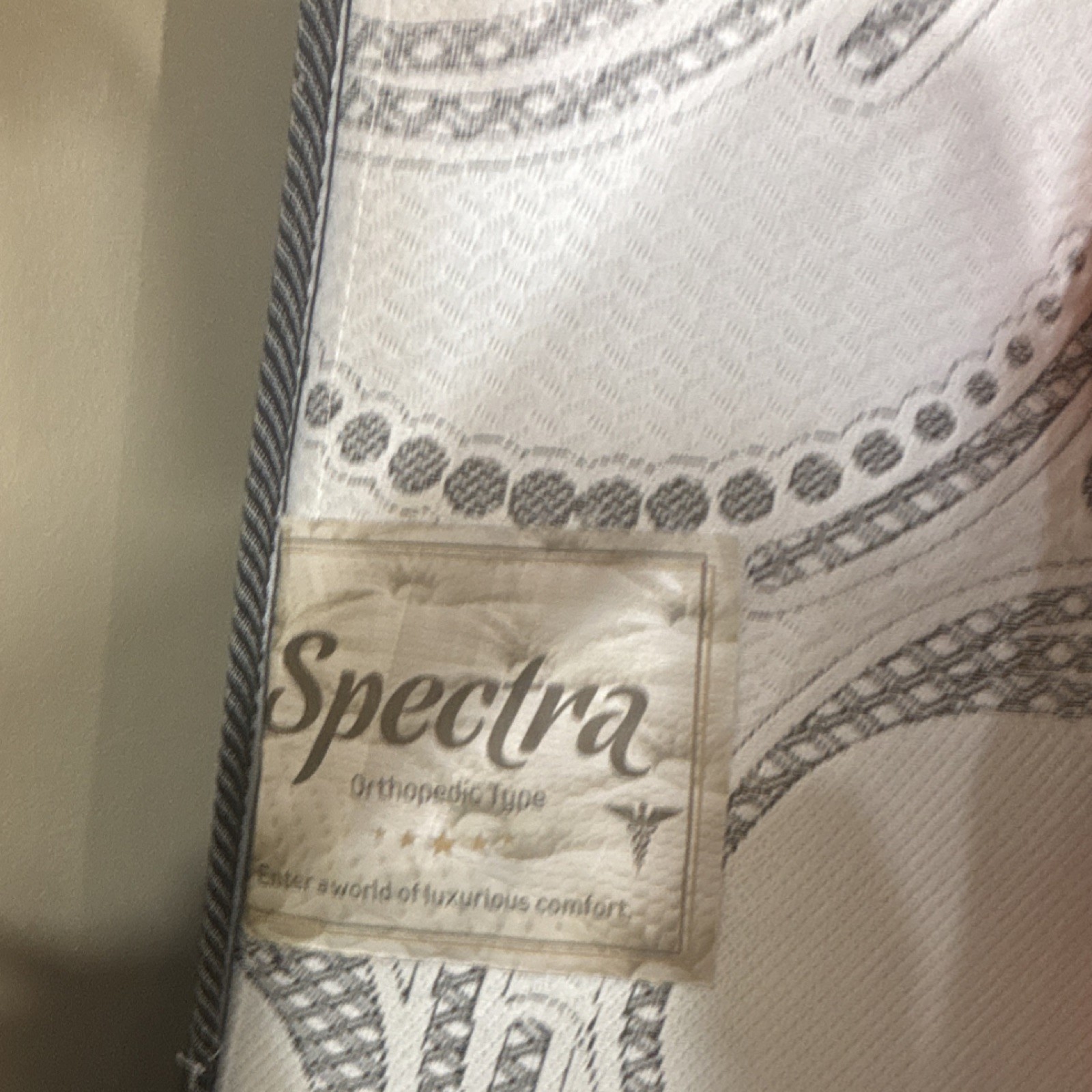 Spectra Orthopedic Type Bamboo Single Mattress White Gray Abstract Print