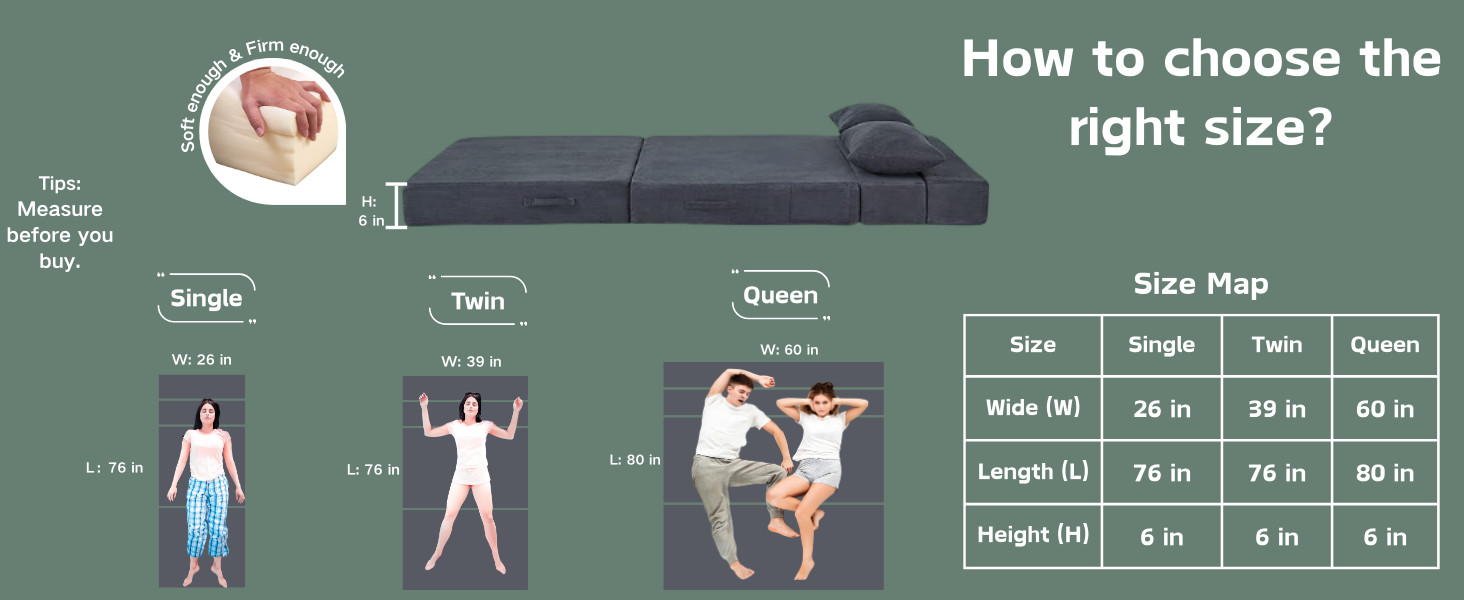 Folding Sofa Bed, 4 in 1 Convertible Sleeper Chair with Pillow, Twin
