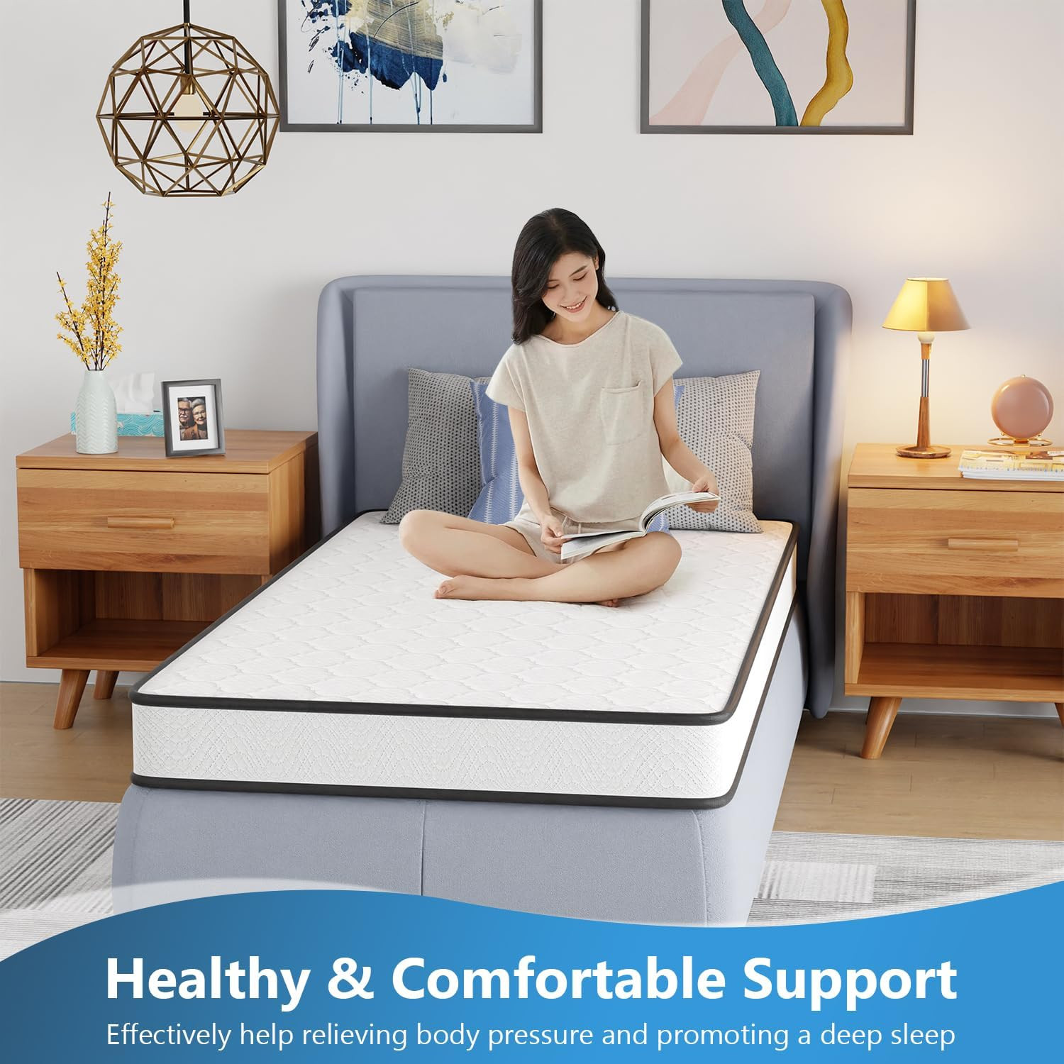 6 Inch Hybrid Twin Mattress – Memory Foam & Innerspring, Medium Firm, CertiPUR-U