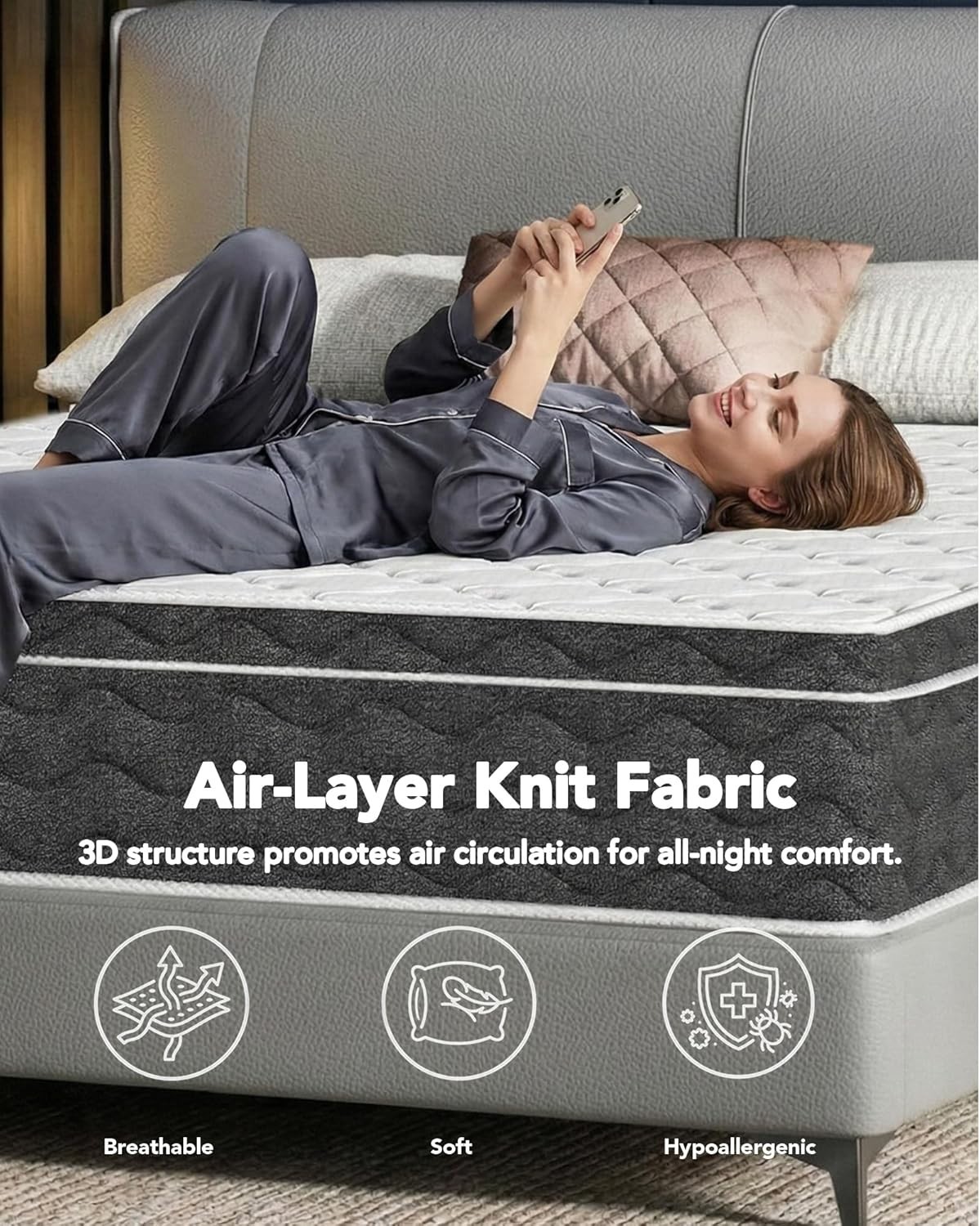 Modern 12″ Hybrid Mattress – Pressure Relief Cooling Gel Foam for Superior Sleep