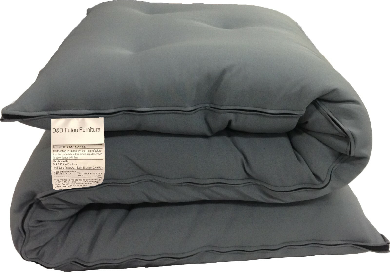 King Size Japanese Floor Rolling Futon Mattresses, Cotton Pads 3x72x80 Gray