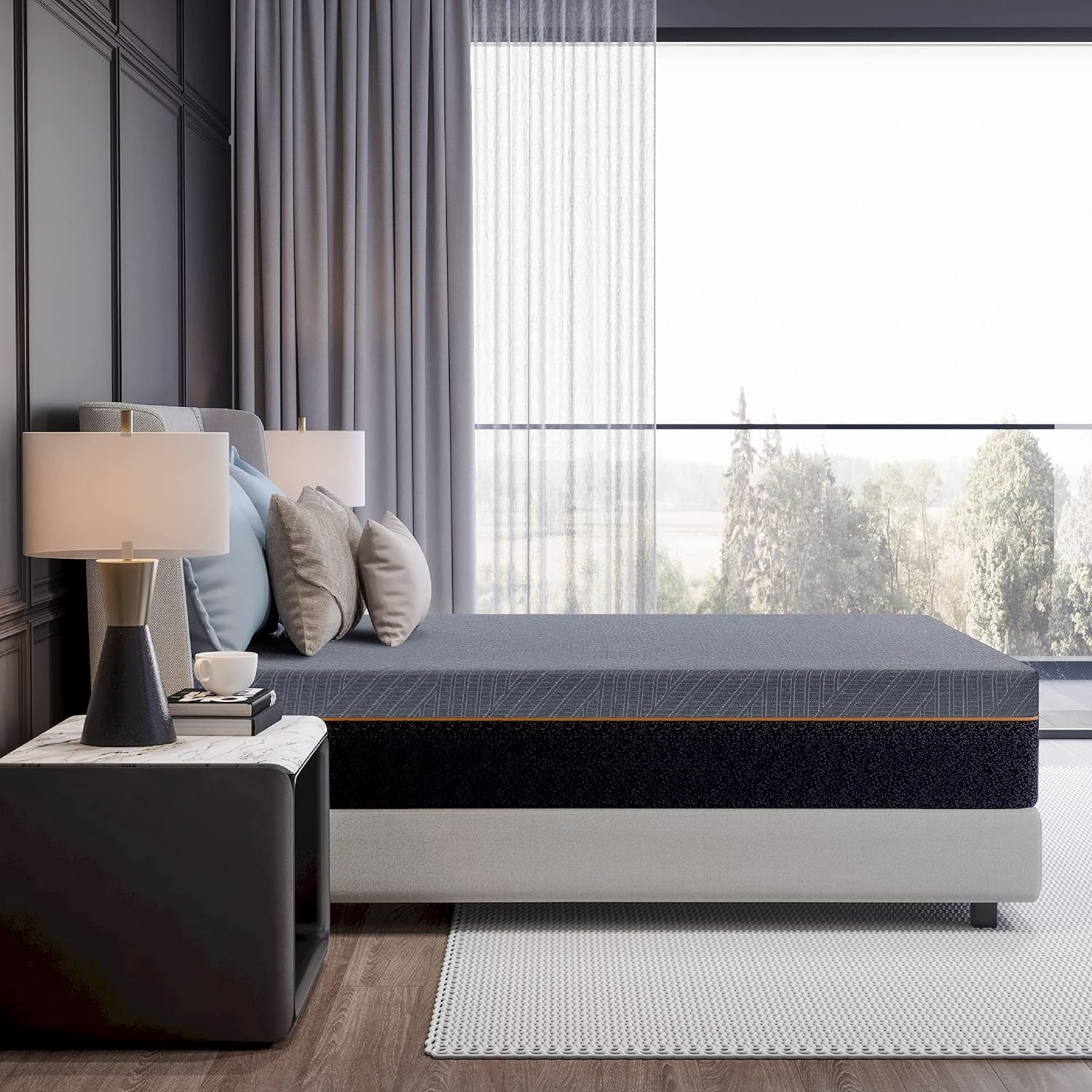 EGO Copper Queen 12″ Memory Foam Mattress, Gel-Infused, Medium Plush, Dark Gray