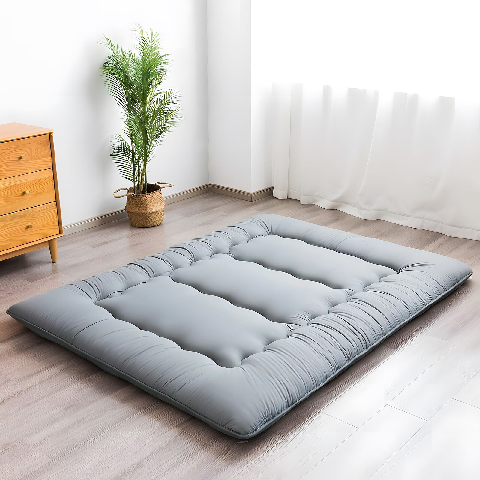 4″ Extra Thick Japanese Futon Floor Cushion Pad Quilted Tatami Mat for Guest Bed