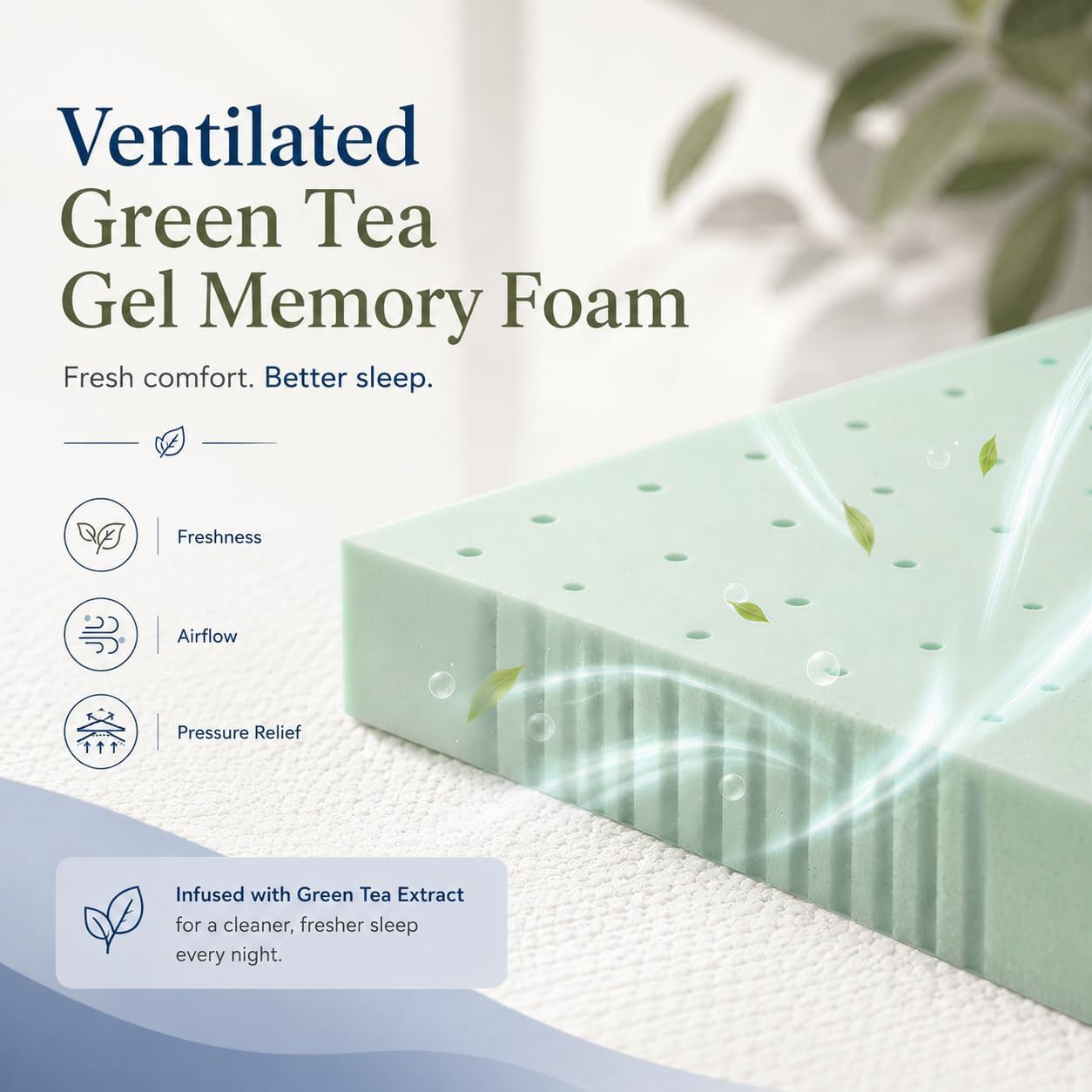 Twin XL Mattress, 6 Inch Green Tea Gel Memory Foam Mattress for Kids with Breath