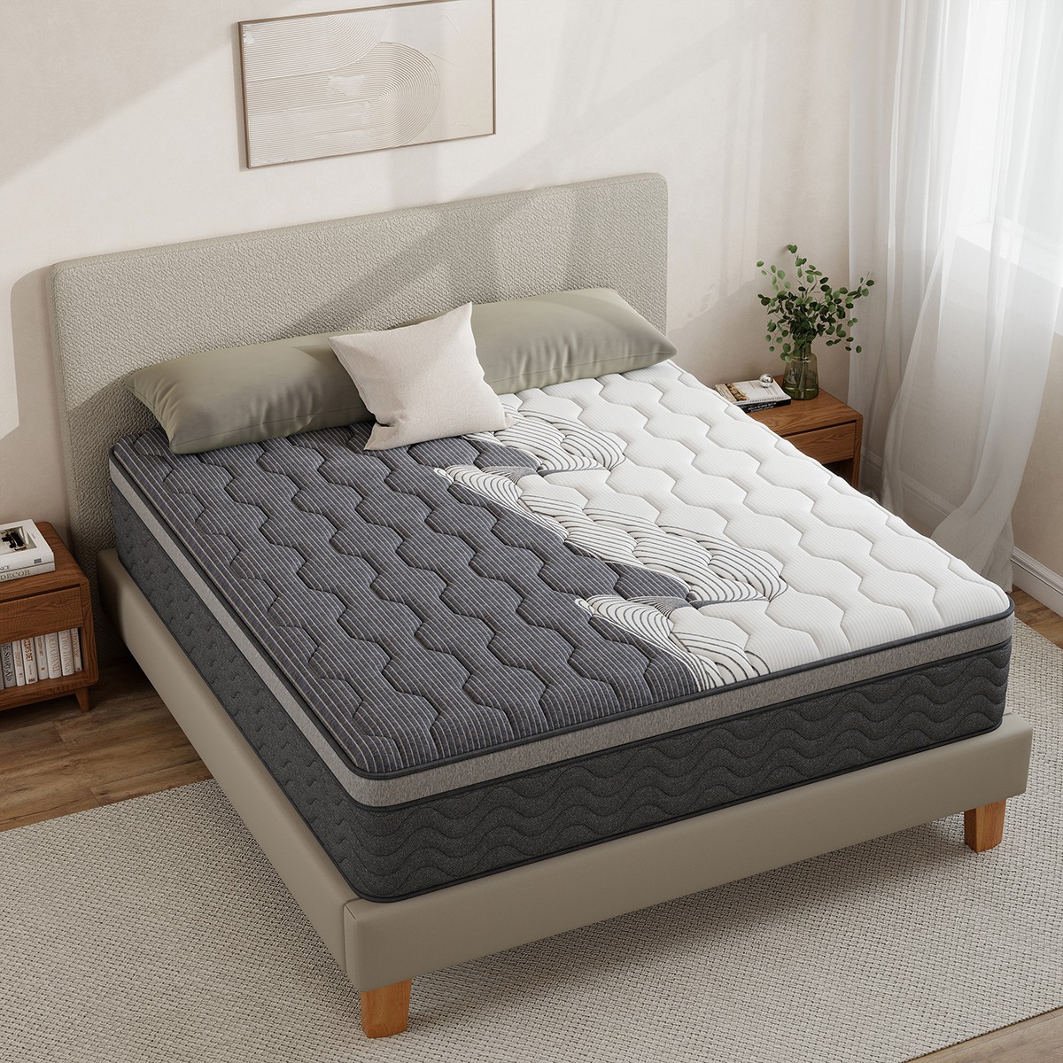 12 Inch Full Queen King Size Mattress Medium Firm Soft Memory Foam Hybrid Spring