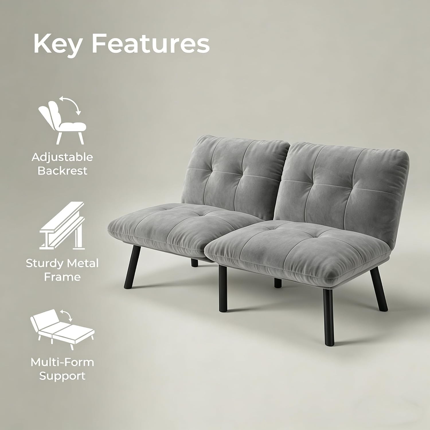 Convertible Sofa Bed, Veet Loveseat Sleeper Couch with Adjustable