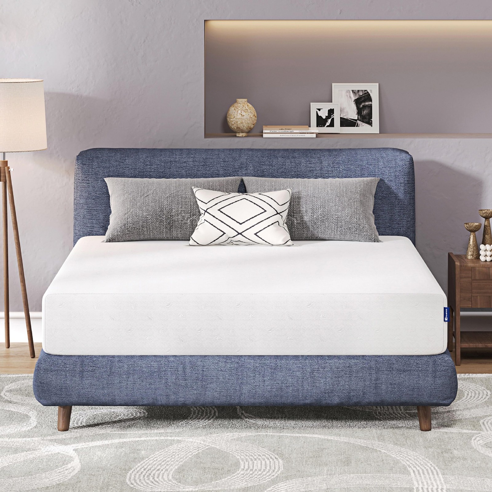 AVENCO KING MATTRESS 10″ BAMBOO CHARCOAL MEMORY FOAM MATTRESS IN A BOX – WHITE