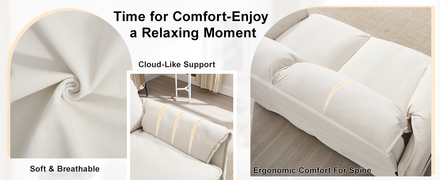 63″ Pull Out Sofa Bed, 3-in-1 Convertible Futon Loveseat Queen Sleeper