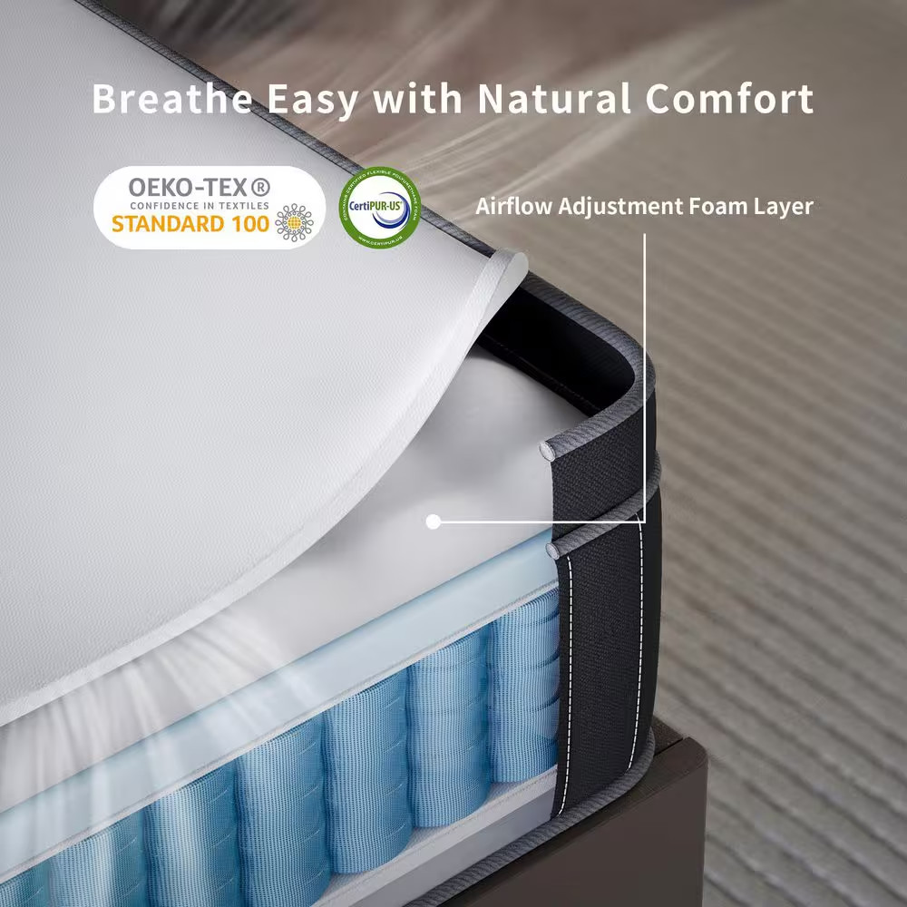 Queen Size Plush Hybrid Gel Memory Foam 12 In. Innerspring Euro Top Motion Isola