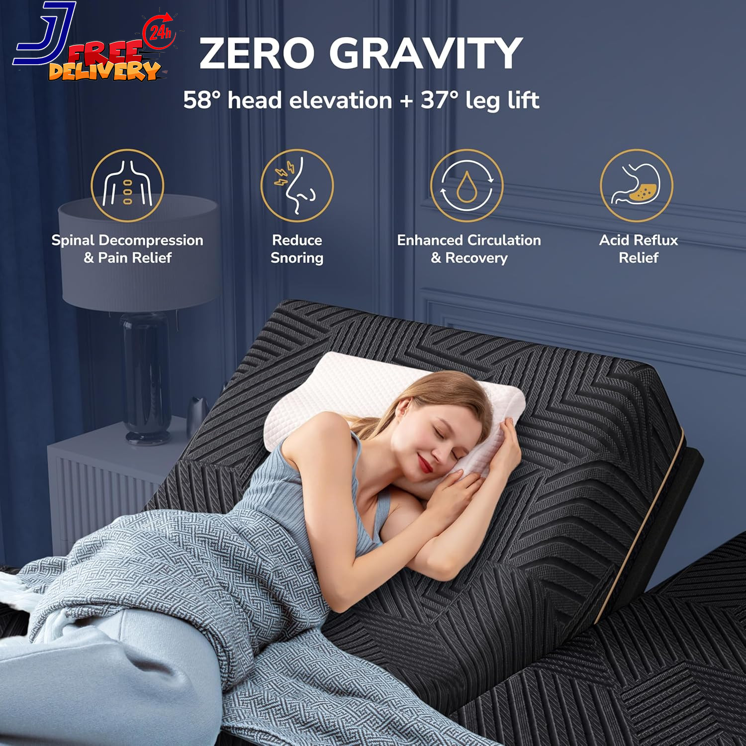 Split King Adjustable Bed Frame and 14 Inch Cooling Memory Foam Mattress
