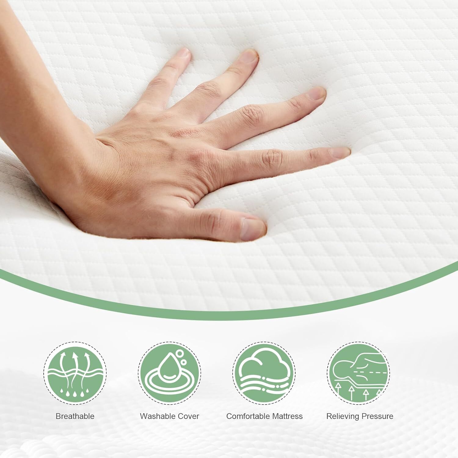 3inch Foldable Mattress Memory Foam Trifold Portable Mattress w/ Washable Cover