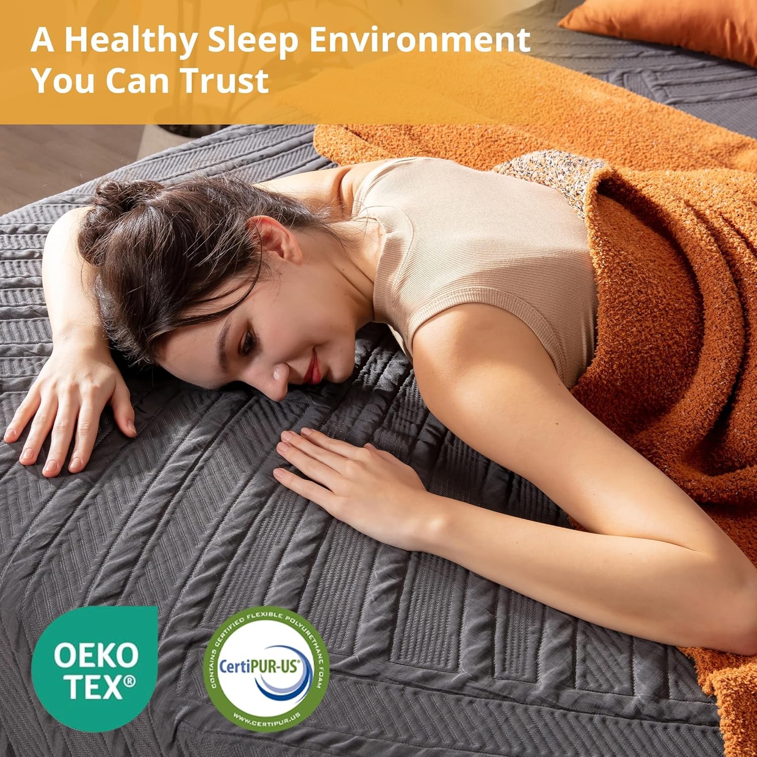 Queen Size 14 Inch Cooling Copper Gel Memory Foam Mattress – Fiberglass Free