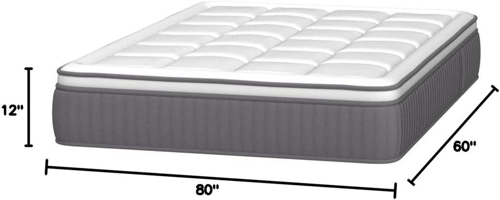 DIGLANT 12″ Queen Hybrid Mattress – Euro Top Gel Foam & Pocket Springs, Medium F