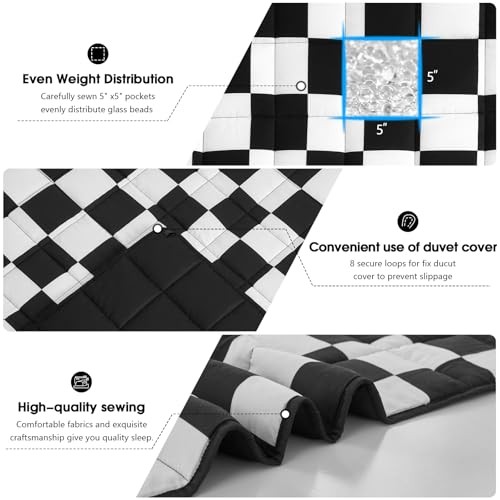 Weighted Blanket for Adults 20lbs, 88″x104″ King 88″x104″-20lbs Black Checkered