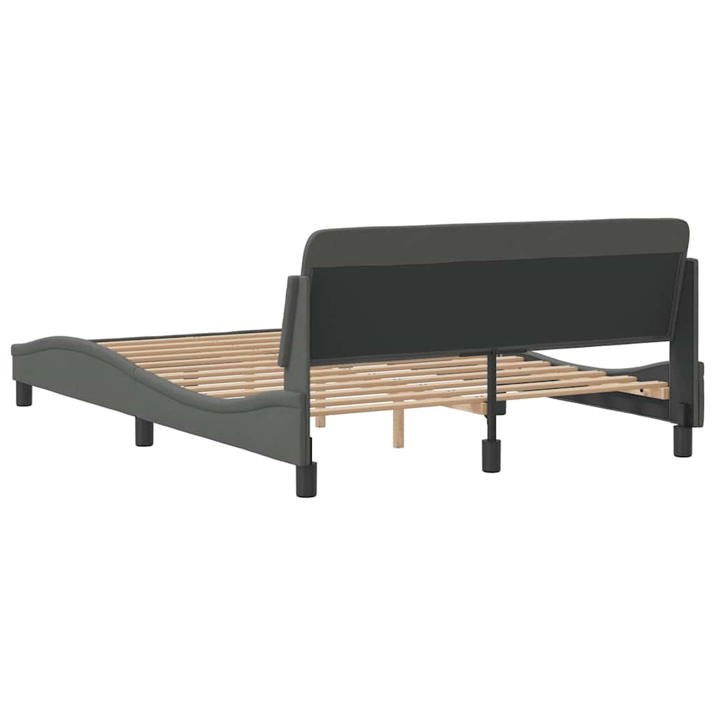 Bed Frame “Dover” Platform Dark Gray 53.9″x74.8″ Fabric vidaXL