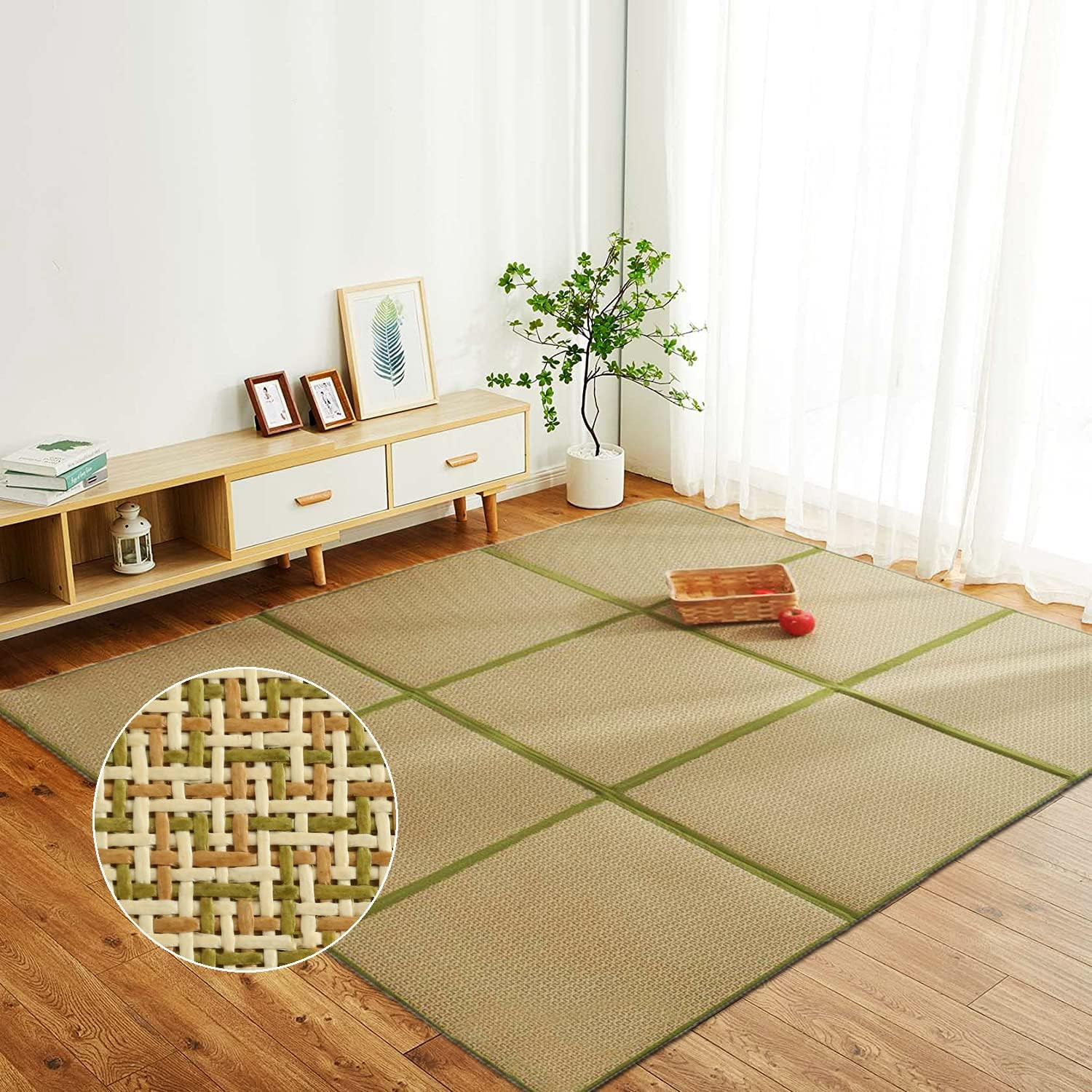 71” Green Igusa Tatami Mat – Non-Slip Breathable Memory Foam Mattress