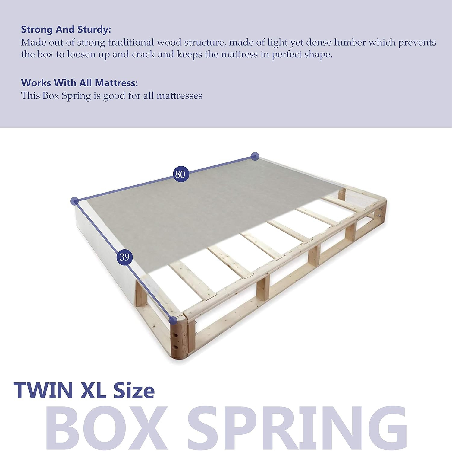 Beige Twin XL Split Wood Box Spring/Foundation – Fully Assembled Comfort