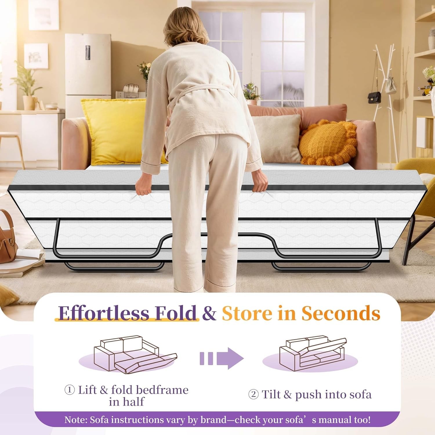 4″ Memory Fo Sofa Bed Mattr Replacement 72″× 58″ for Queen Pull Out
