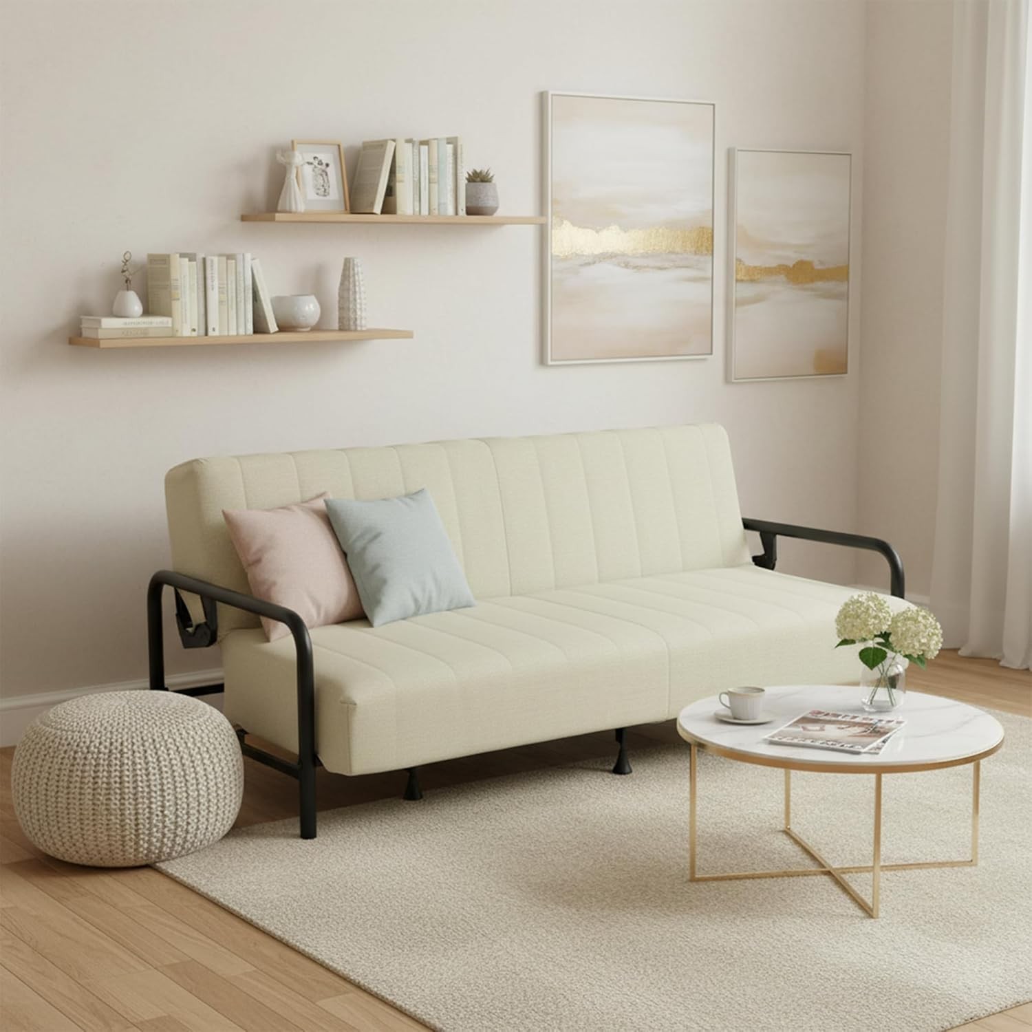 Modern Bei Futon Sofa Bed with Arm, 78.74″ 3-Posit