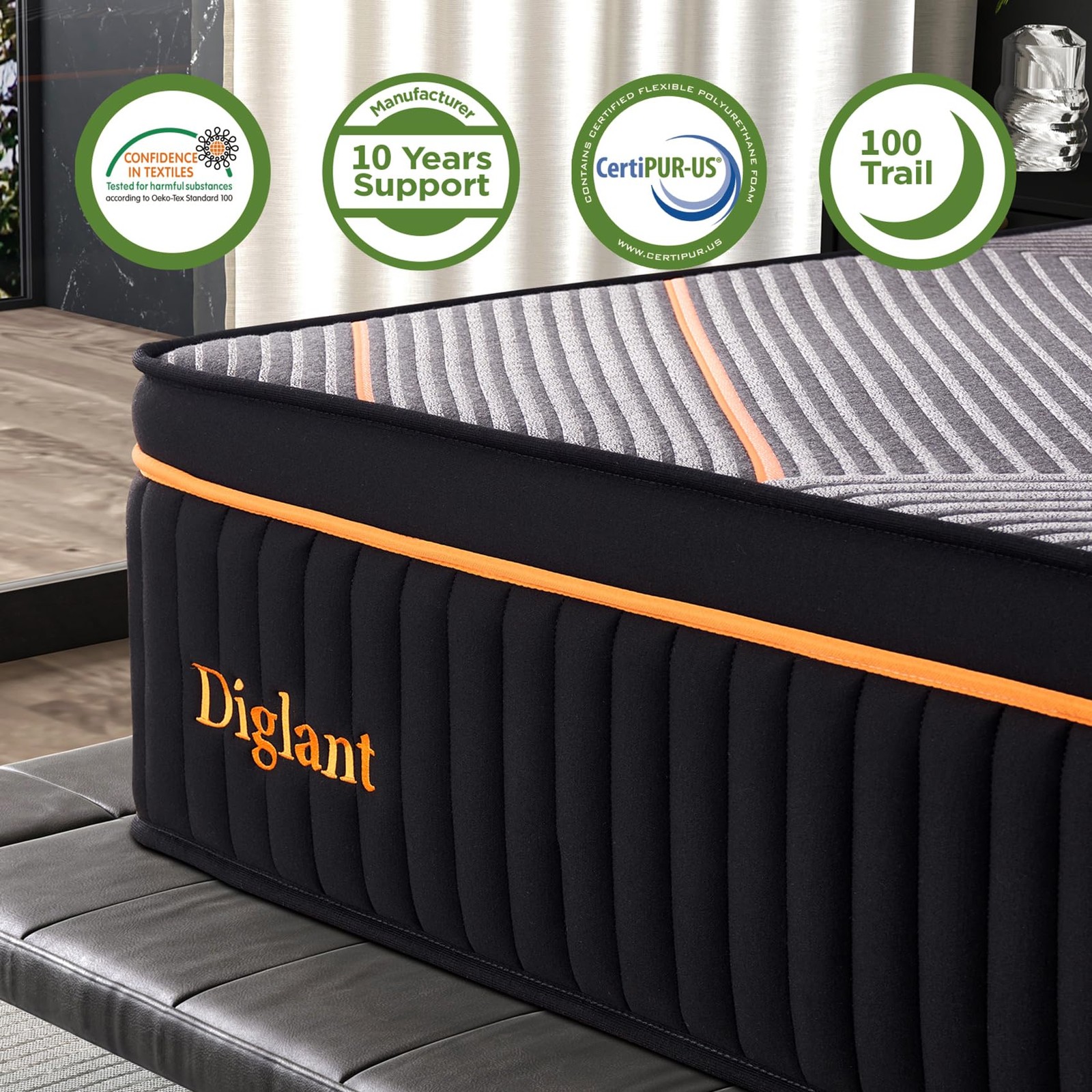Mattress California King 14 Inch Plush Hybrid Soft Memory Foam CertiPUR-US