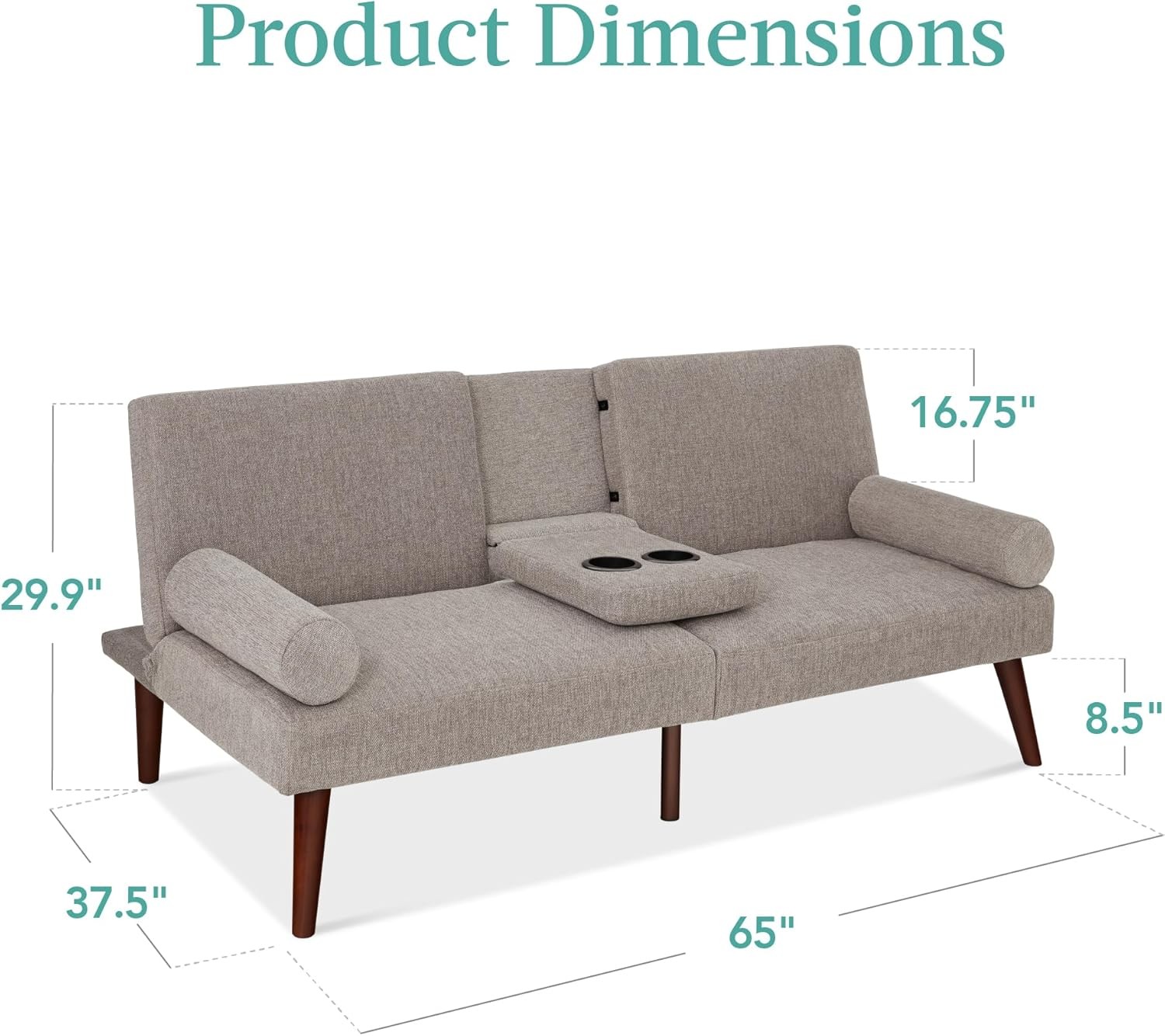 Choice Products Mid- Modern Upholstered Futon, Convertible