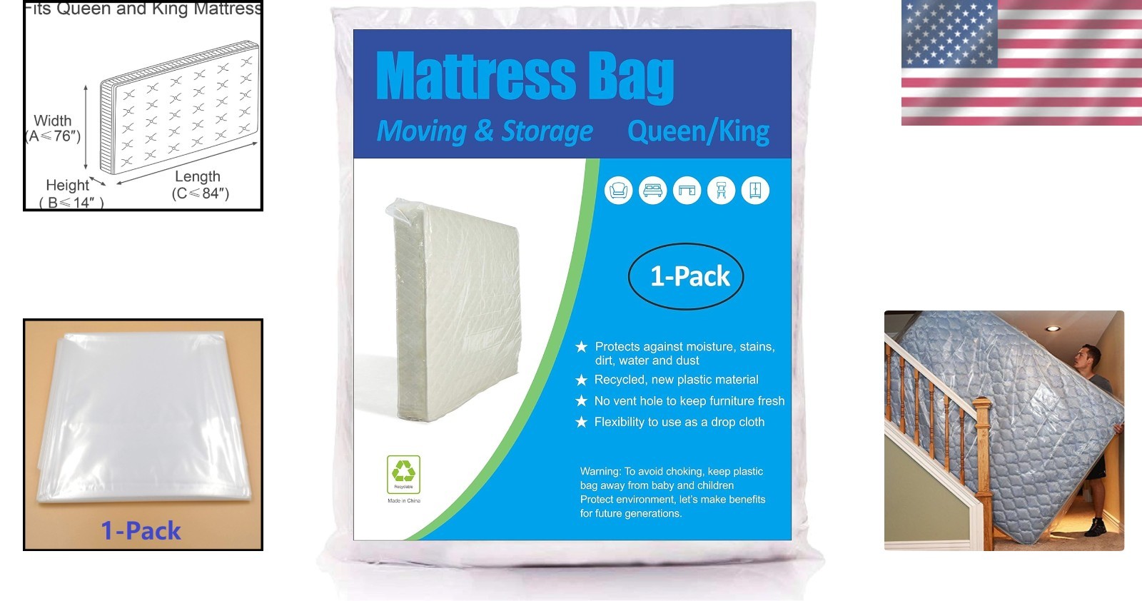 Matress Protective Bag – Lightweight Polyethylene, 1.5 Mil Thickness, 100″L