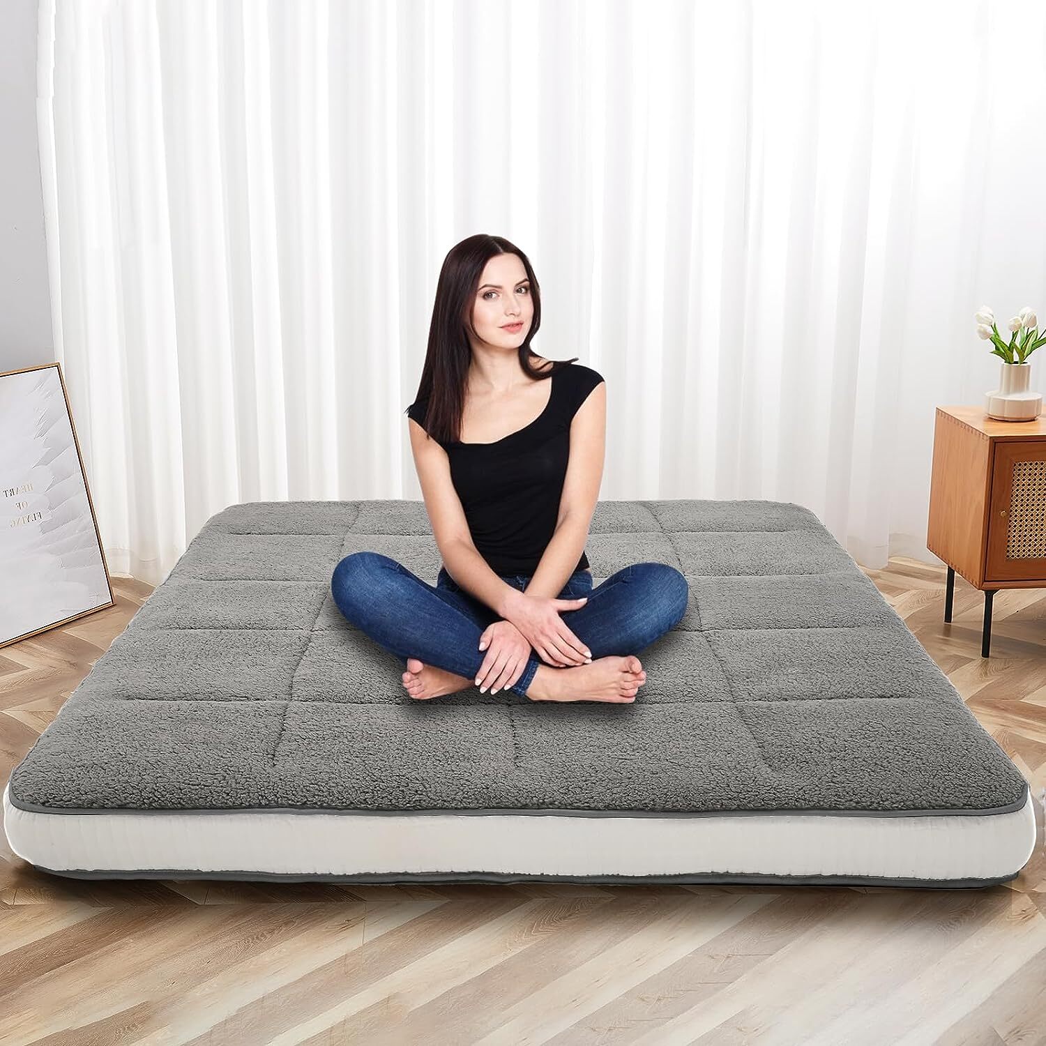 4″ Fold Sleep Floor Mat Single Bed Memory Foam Topper Camping Guest Mattress