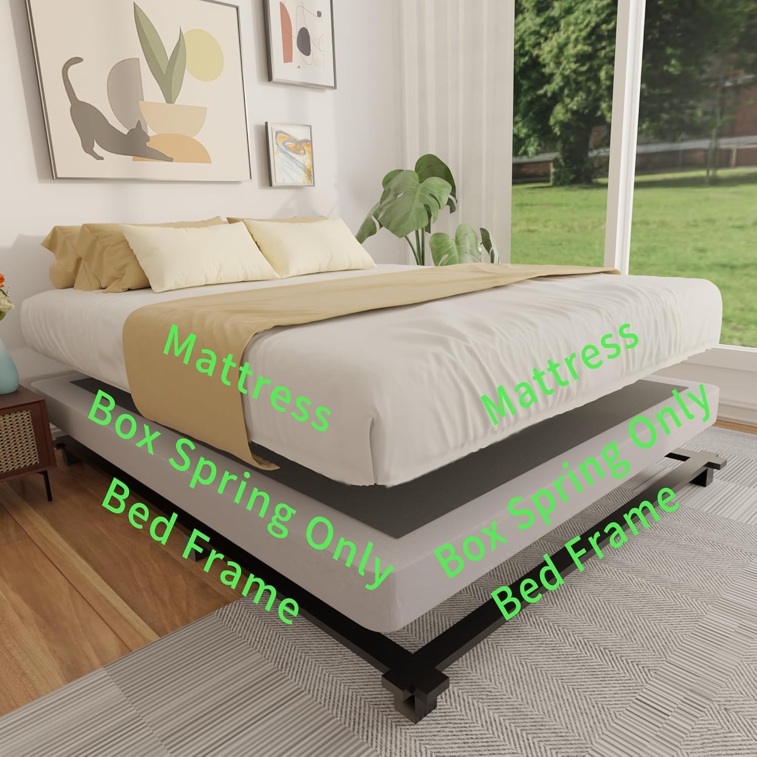King Box Spring 4 Inch Low Profile Mattress Foundation Metal Bed Base