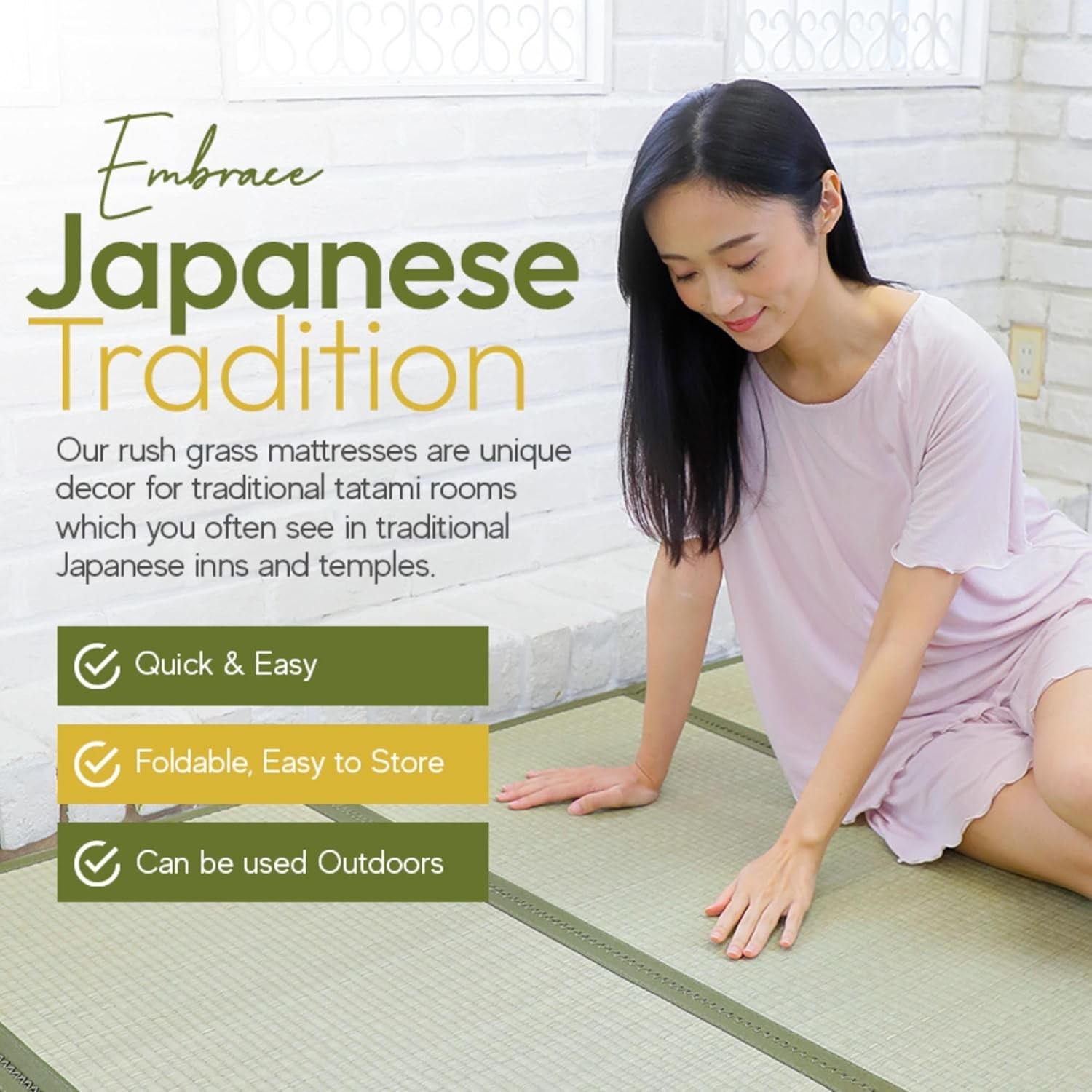 Japanese Traditional Tatami Mat, Igusa (Rush Grass) Floor Mattress, Futon, 55…