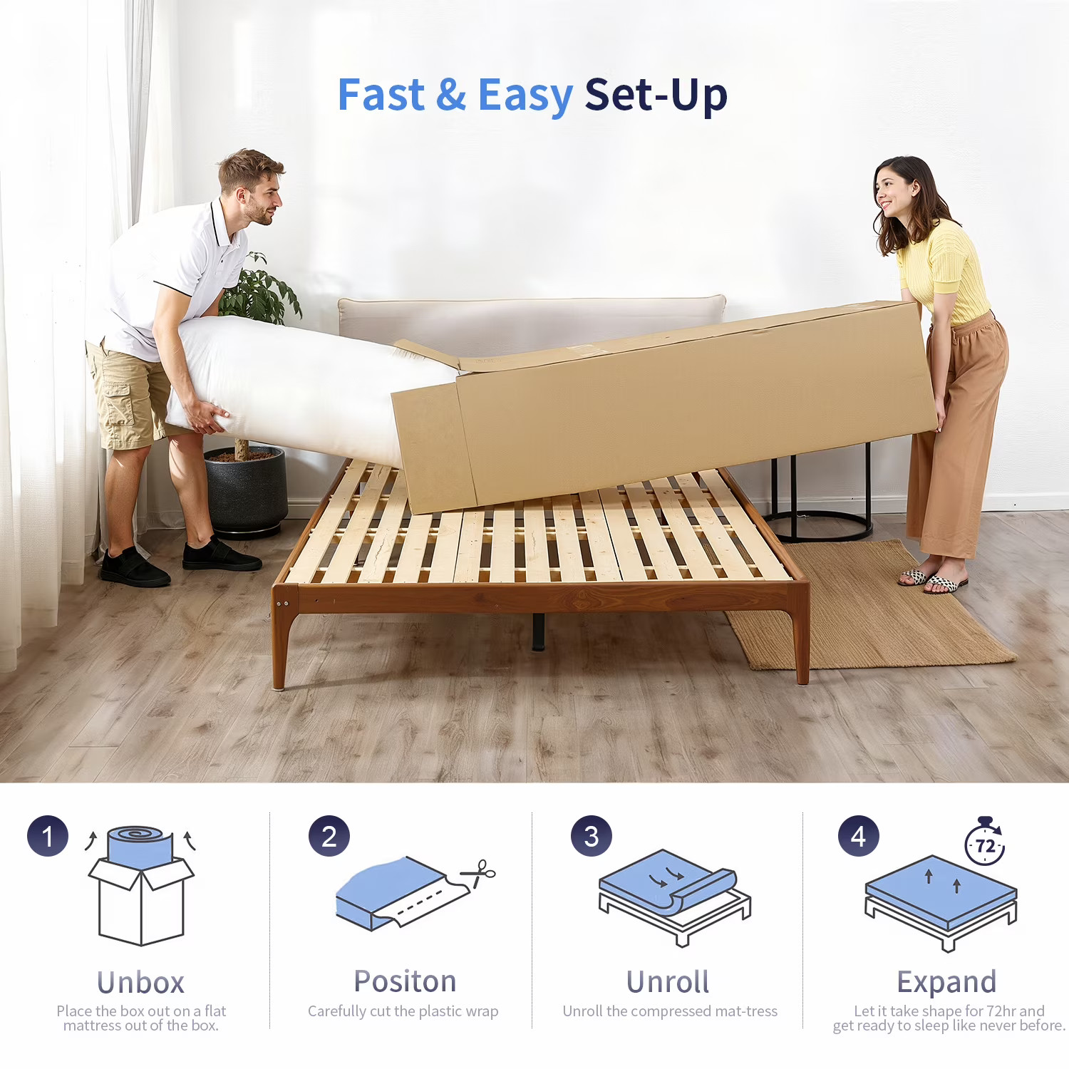 FDW Twin Mattress 6 inch Gel Memory Foam Mattress Queen Mattresses Medium Firm M