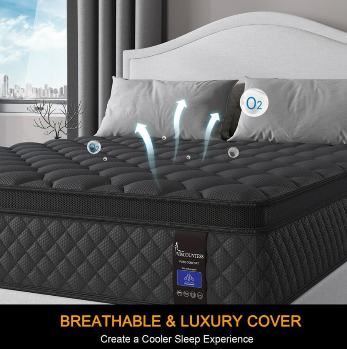 14″ Colchones King Size De Espuma 14 Pulgadas Gel Memory Foam Hybrid Mattress