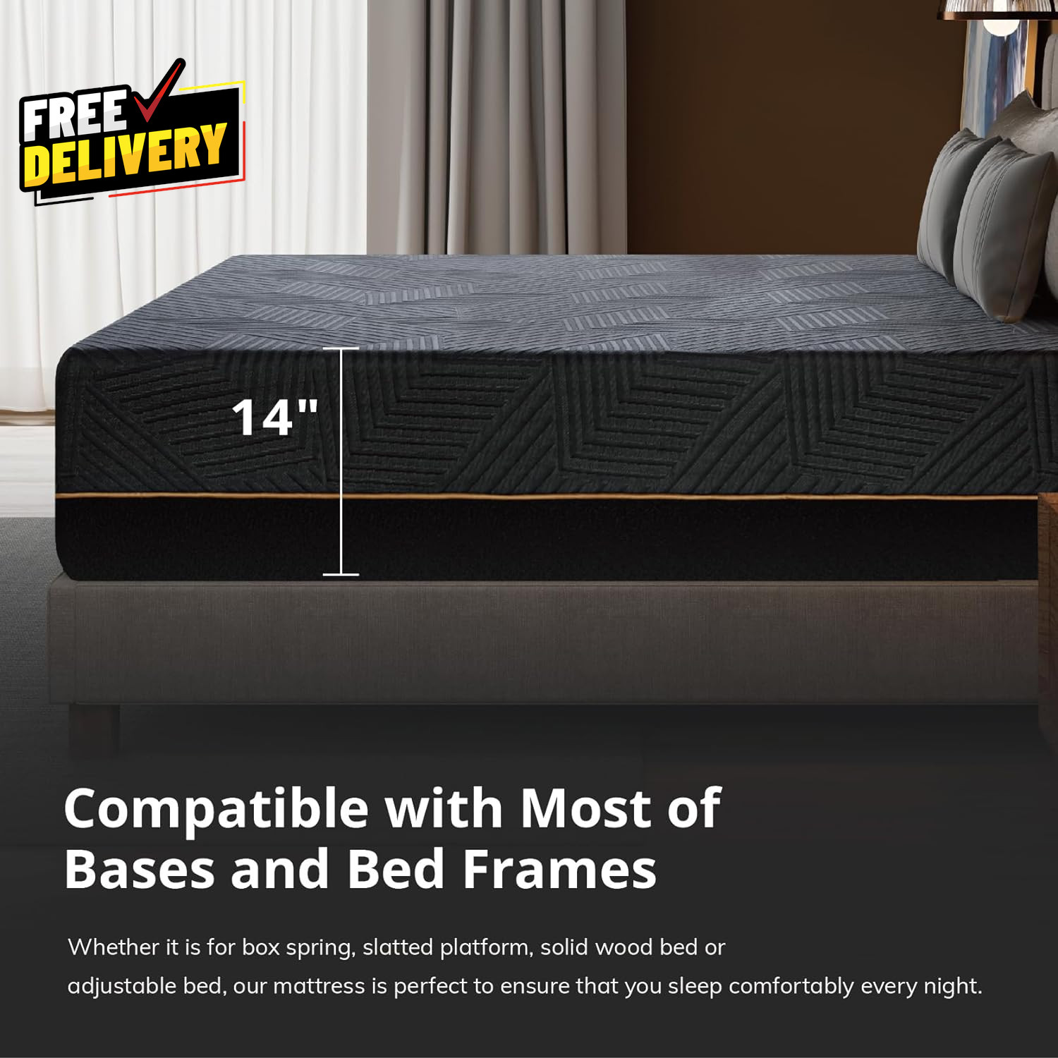 EGOHOME 14 Inch King Size Memory Foam Mattress for Back Pain Cooling Copper…..