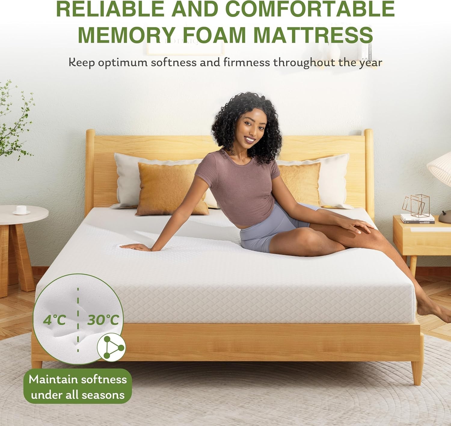 EGOHOME 8 Inch Twin Mattress, Memory Foam Mattress with Cooling Green Tea Gel,
