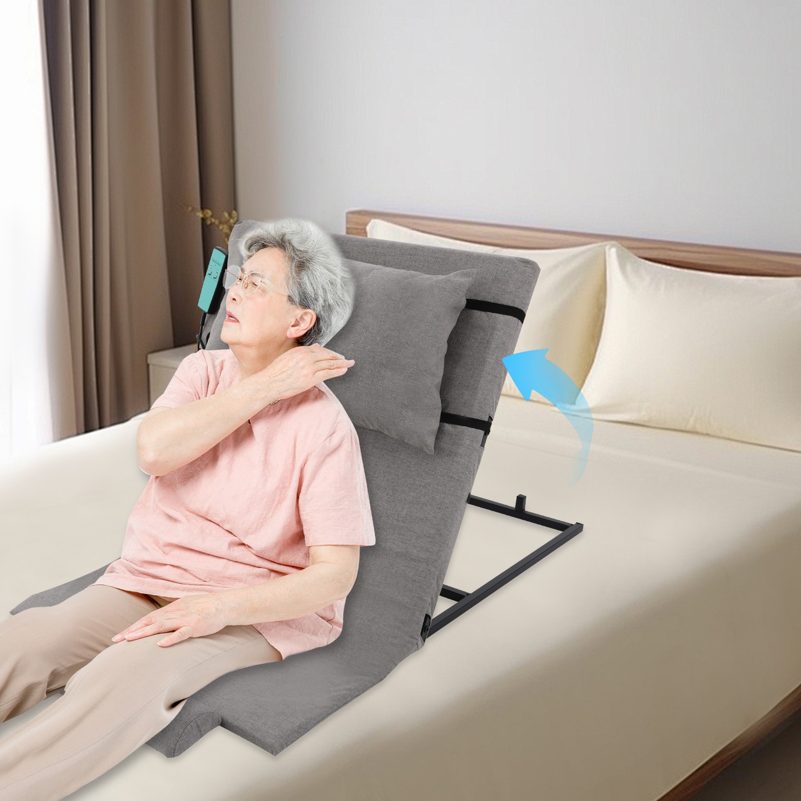 Electric Assisted Wake-up Relax Bed Electric Lifting Mattress Bed Backrest Grey