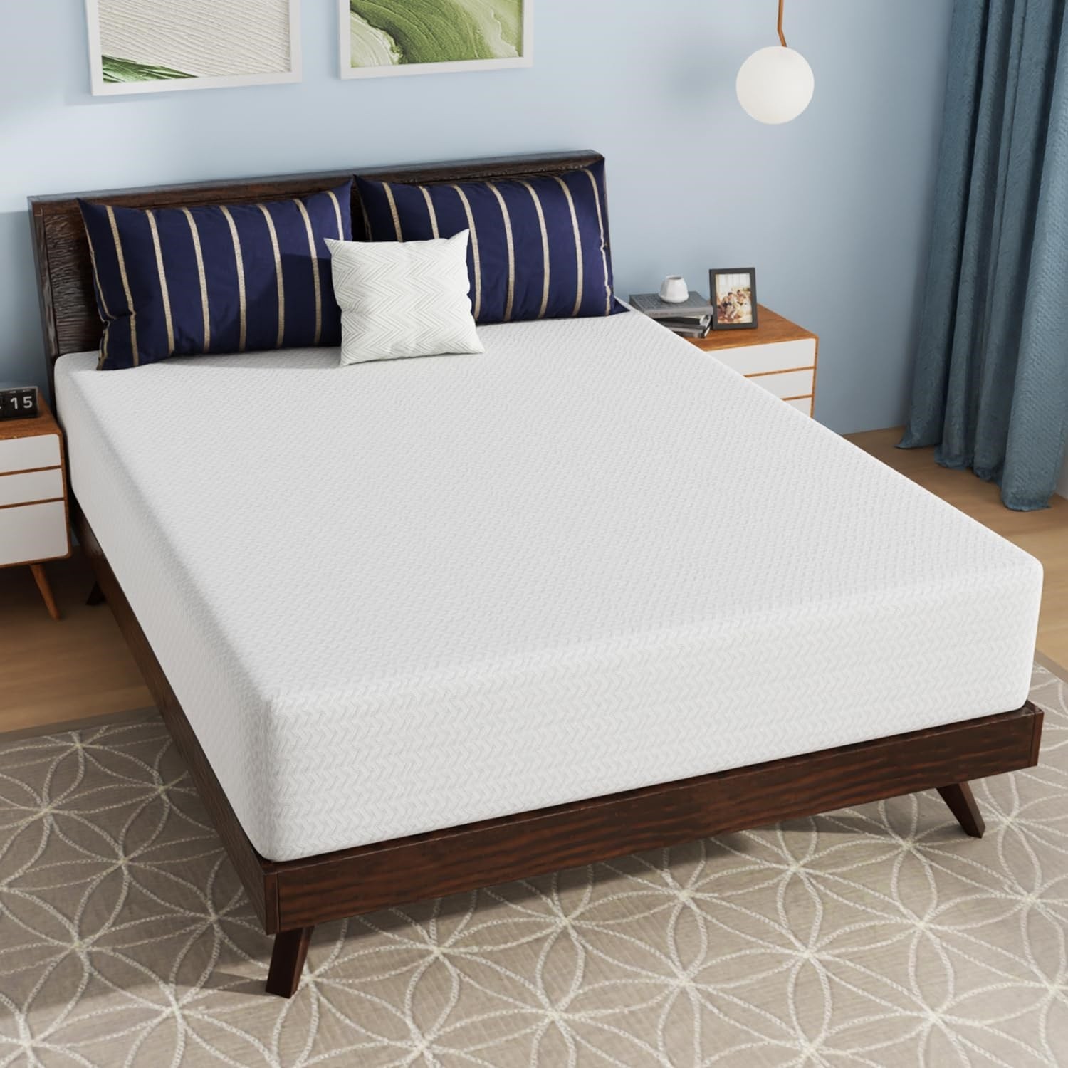 Queen 12in Charcoal Memory Foam Mattress with Removable Cover